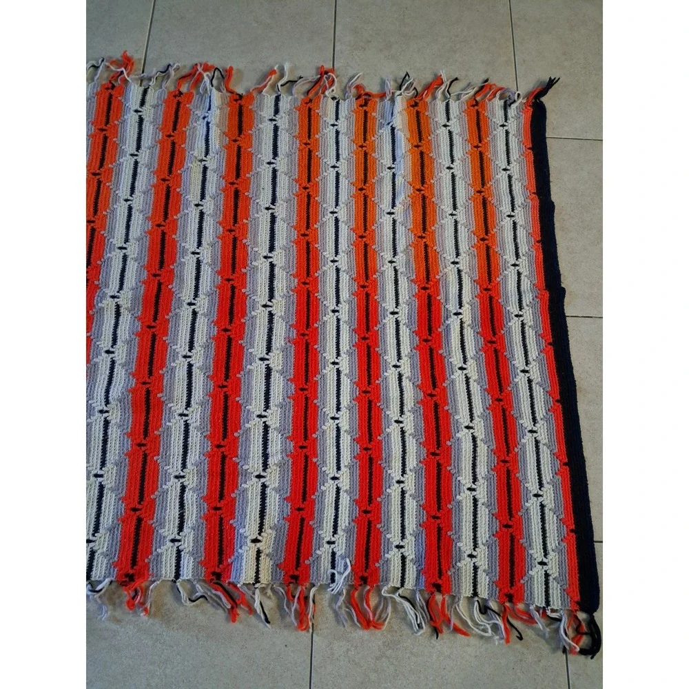 Vintage Handmade Crochet Rectangle Afghan‎ Blanket Throw 84 X 47